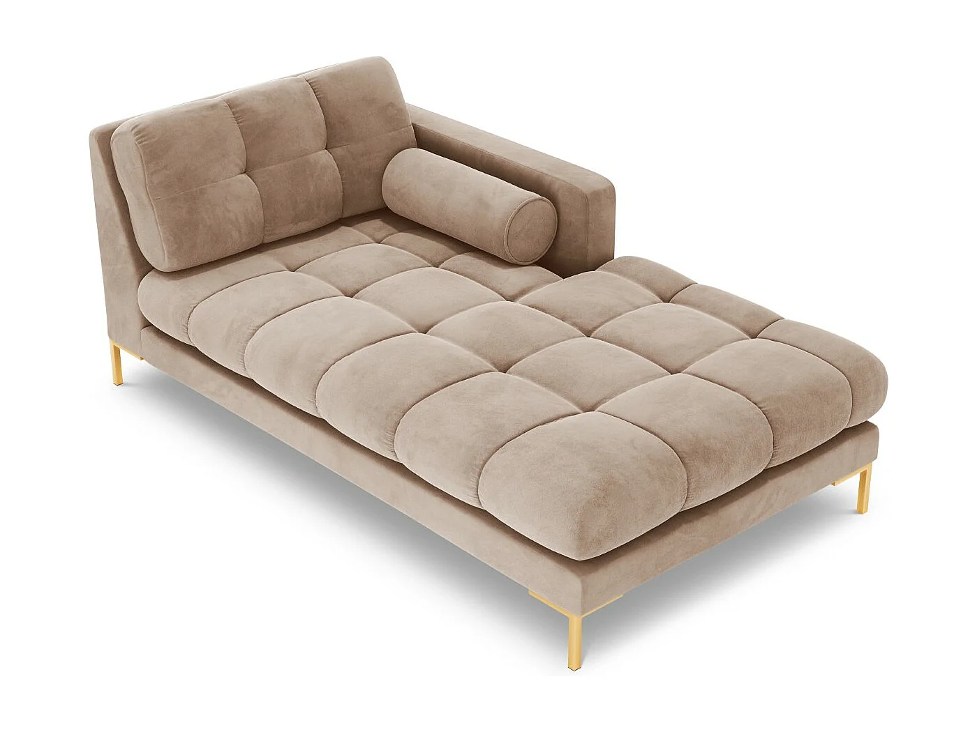 Cosmopolitan Design - Chaise longue destra "Bali" in velluto beige - 185x102x75cm