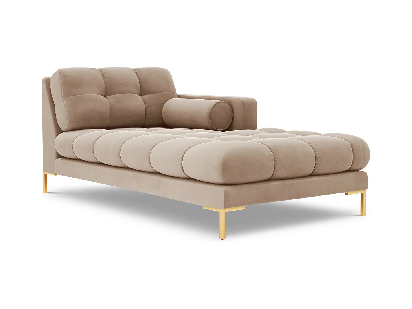 Cosmopolitan Design - Méridienne droite "Bali" en velours beige - 185x102x75cm