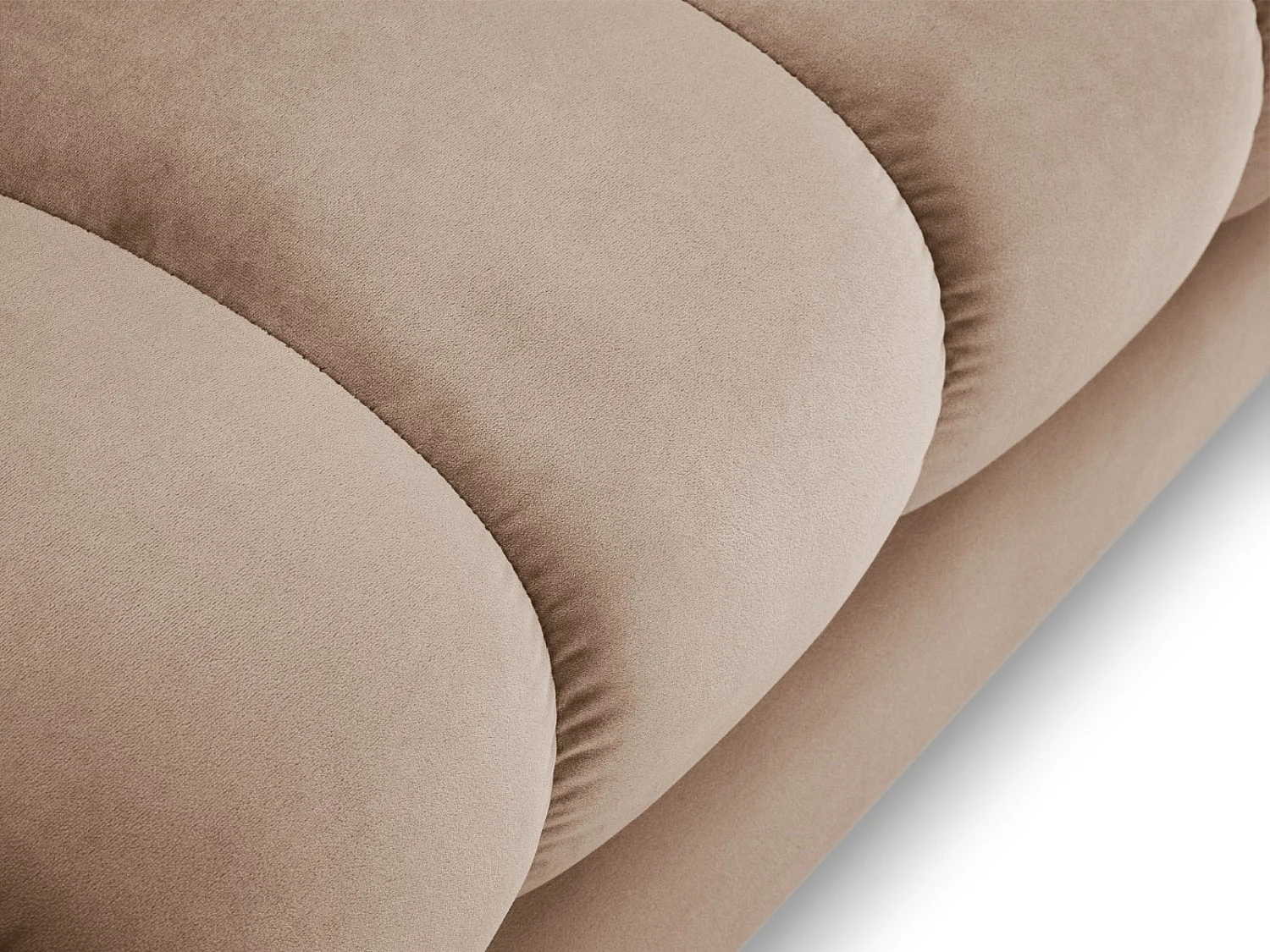 Cosmopolitan Design - Chaise longue de angulo derecho "Bali" de terciopelo beige - 185x102x75cm