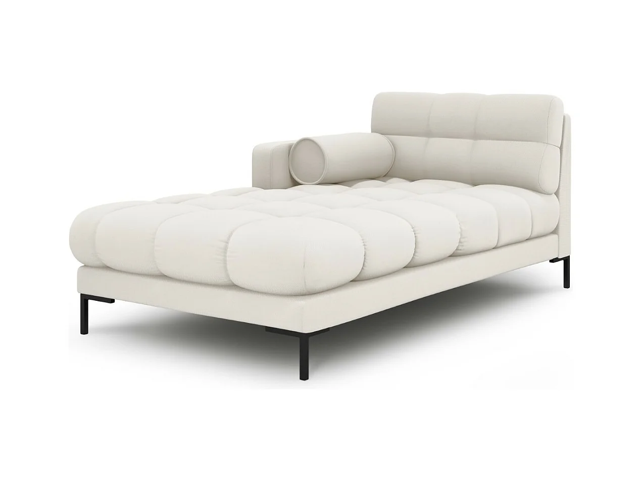 Cosmopolitan Design - Chaise longue de angulo izquierdo "Bali" de tejido estructural beige claro - 185x102x75cm
