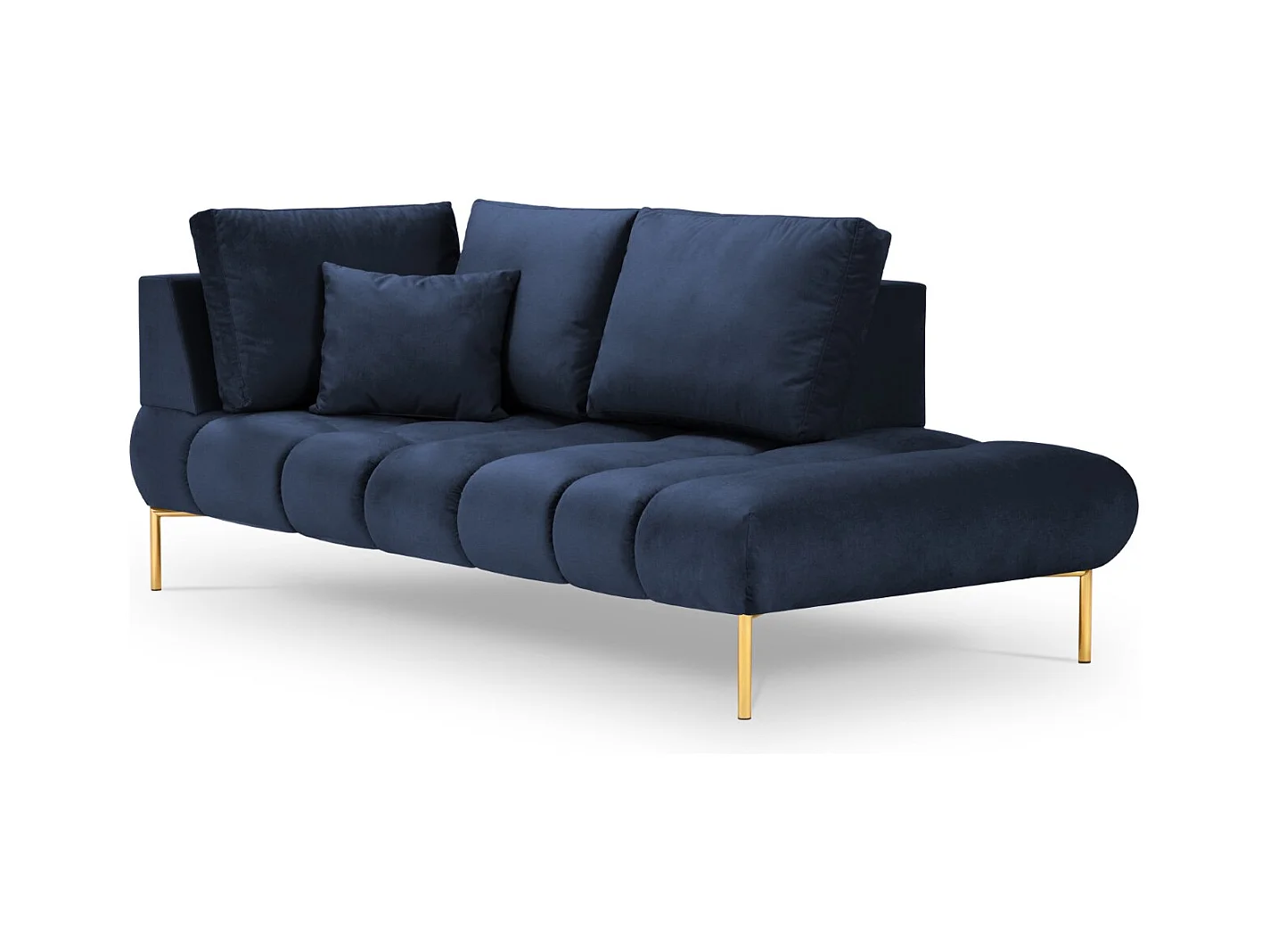 Cosmopolitan Design - Méridienne droite "Hastings" 2 places en velours bleu roi - 216x102x75cm