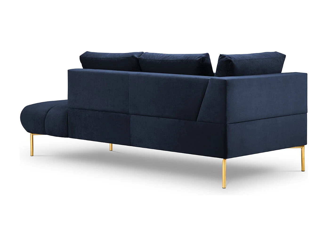 Cosmopolitan Design - Chaise longue direita "Hastings" 2 lugares em veludo azul real - 216x102x75cm