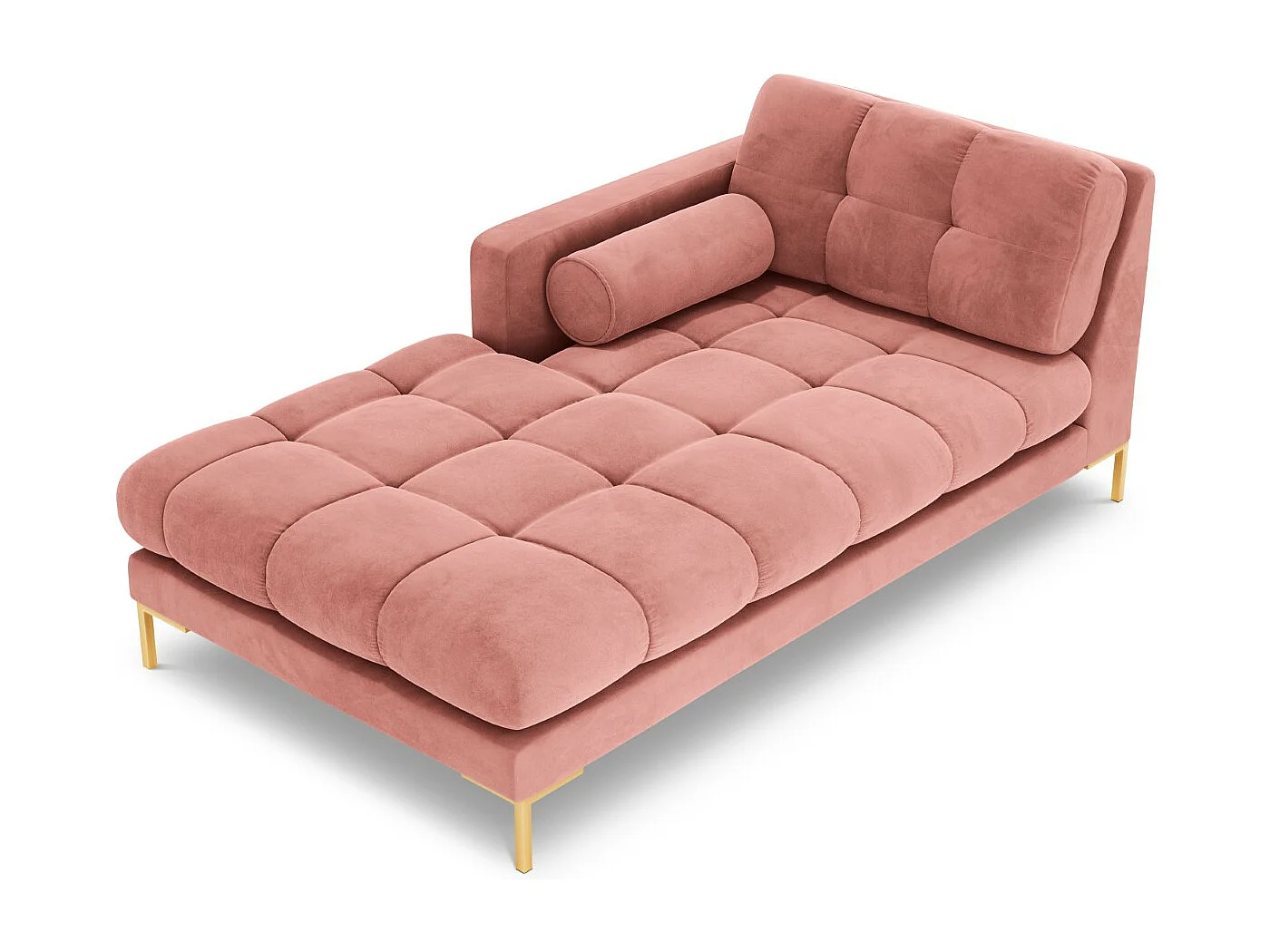 Cosmopolitan Design - Chaiselongue links "Bali" aus Samt rosa - 185x102x75cm