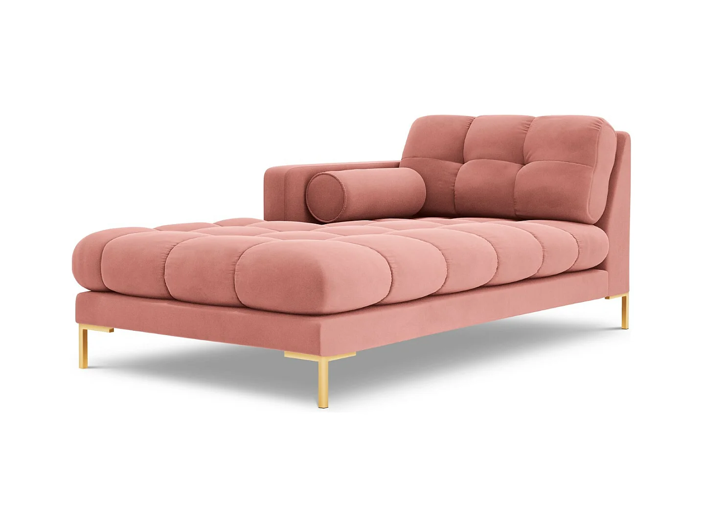 Cosmopolitan Design - Méridienne gauche "Bali" en velours rose - 185x102x75cm
