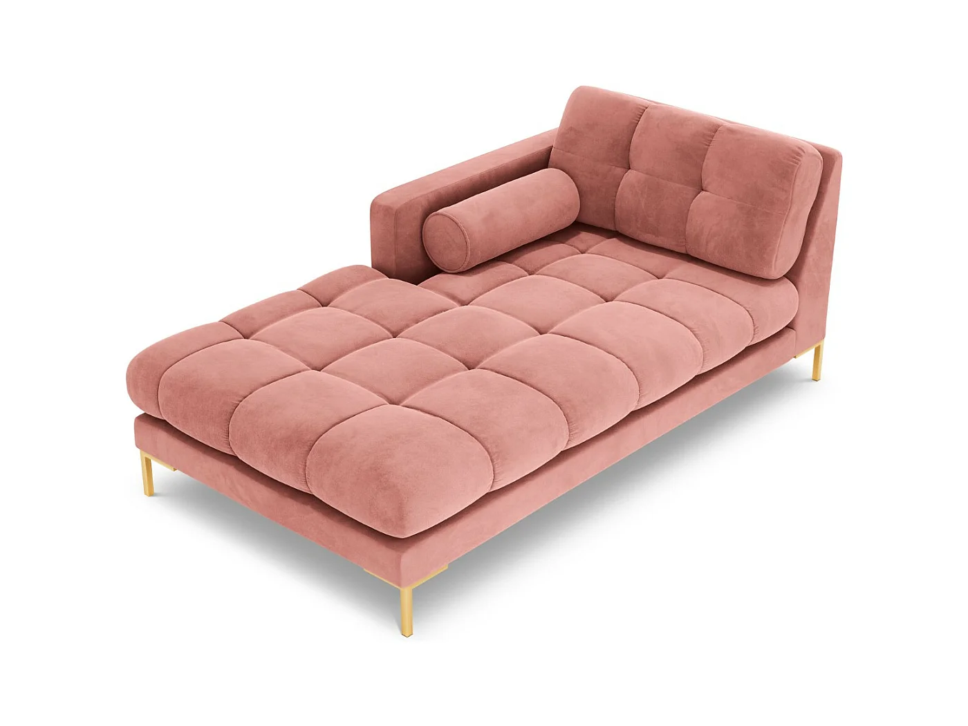 Cosmopolitan Design - Méridienne gauche "Bali" en velours rose - 185x102x75cm