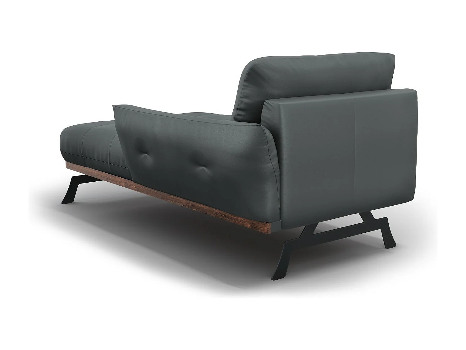 CXL by Christian Lacroix - Méridienne droite "Olivier" en cuir véritable bleu gris - 171x100x87cm