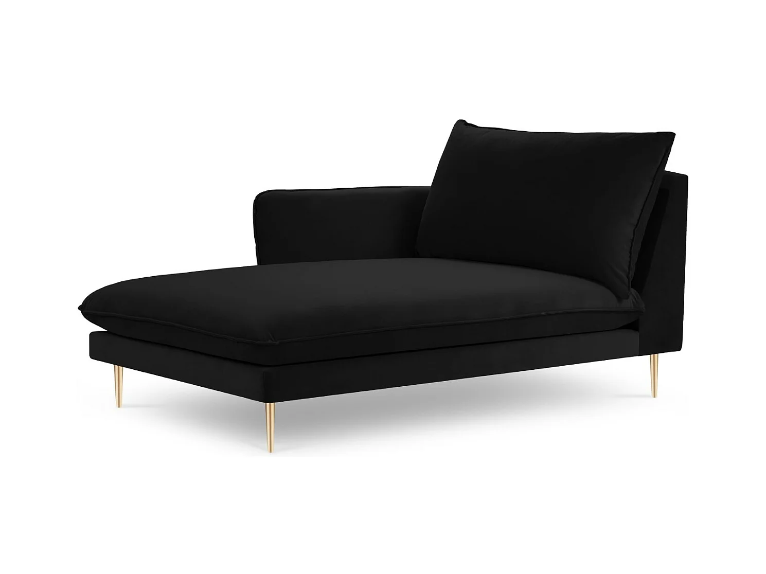 Cosmopolitan Design - Méridienne gauche "Vienna" en velours noir - 170x110x95cm