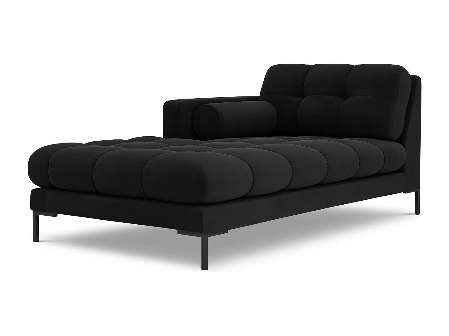 Cosmopolitan Design - Chaise longue sinistra "Bali" in velluto nero - 185x102x75cm