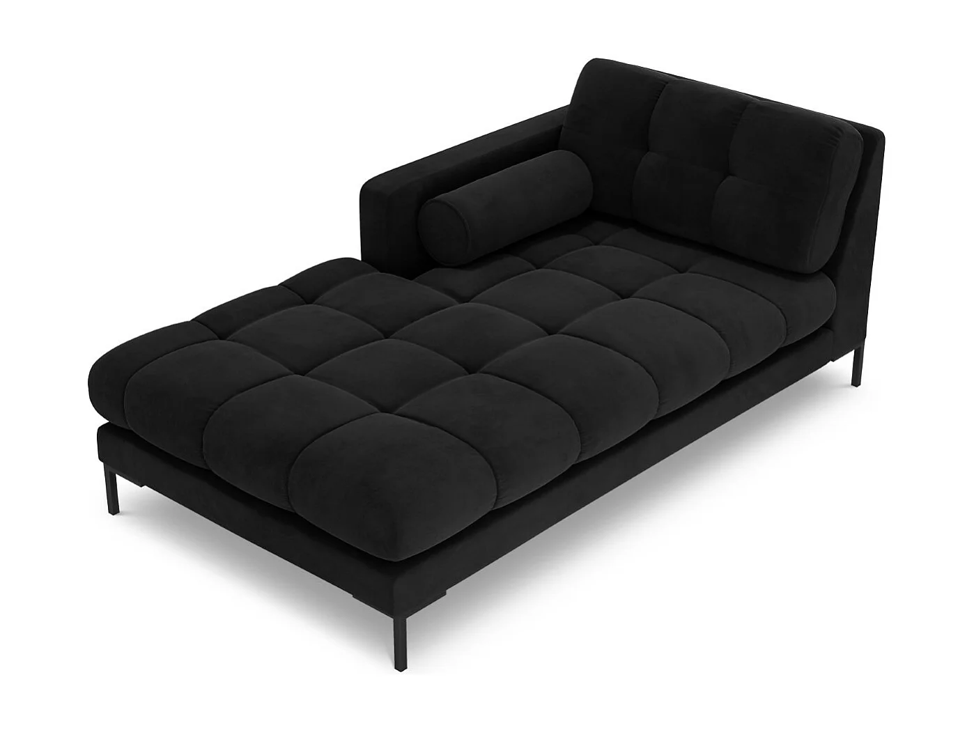 Cosmopolitan Design - Chaise longue sinistra "Bali" in velluto nero - 185x102x75cm