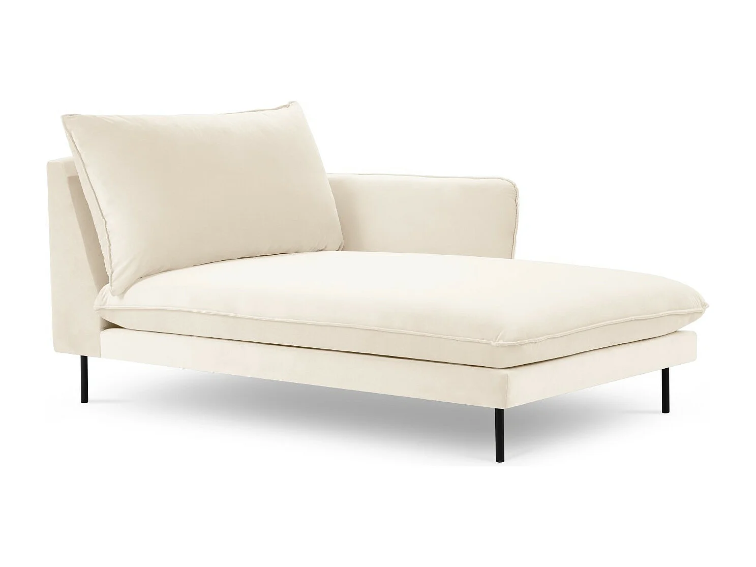Cosmopolitan Design - Chaiselongue rechts "Vienna" aus Samt leichtes beige - 170x110x95cm