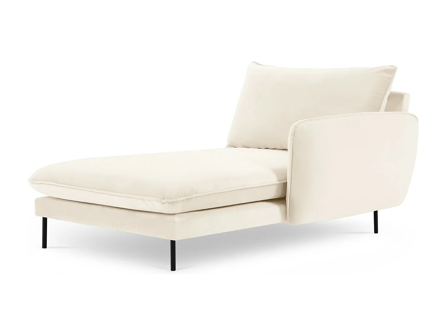 Cosmopolitan Design - Chaiselongue rechts "Vienna" aus Samt leichtes beige - 170x110x95cm