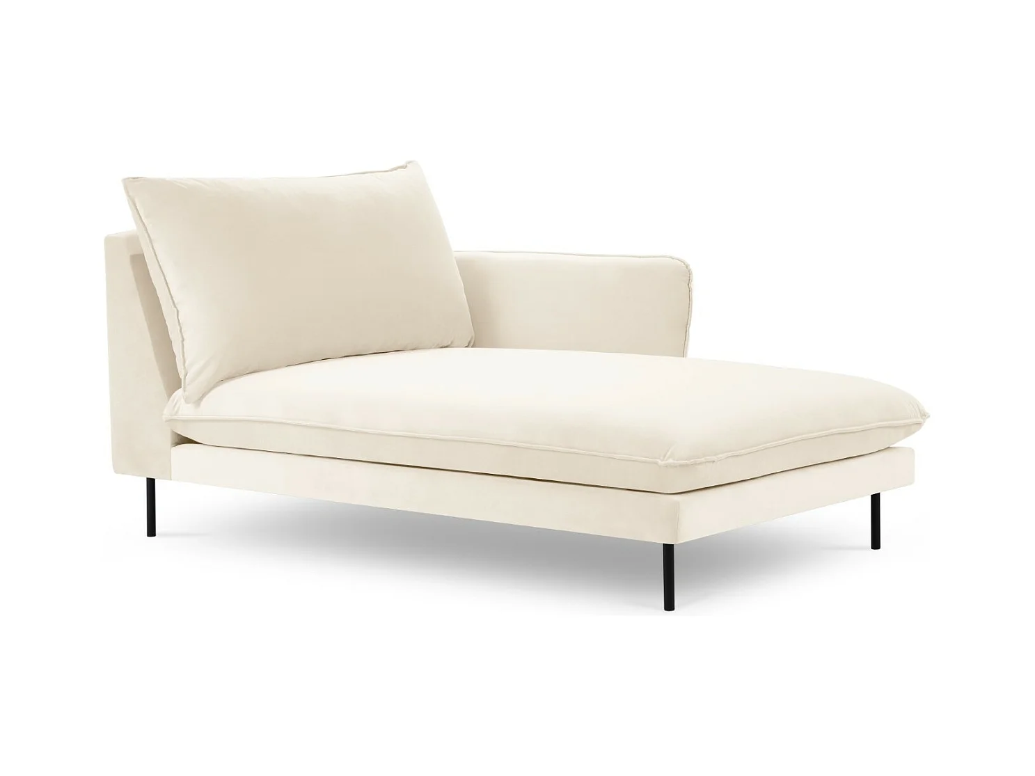 Cosmopolitan Design - Rechter chaise longue "Vienna" Flueel, Lichtbeige - 170x110x95cm
