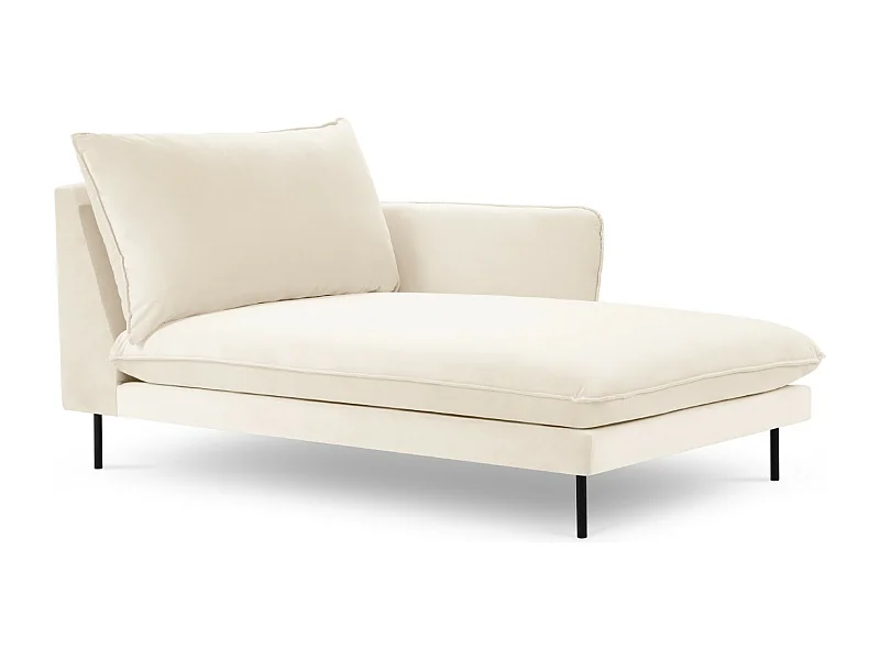 Cosmopolitan Design - Chaise longue direita "Vienna" em veludo bege claro - 170x110x95cm