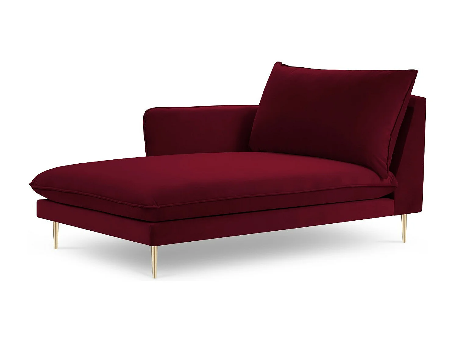 Cosmopolitan Design - Méridienne gauche "Vienna" en velours rouge - 170x110x95cm