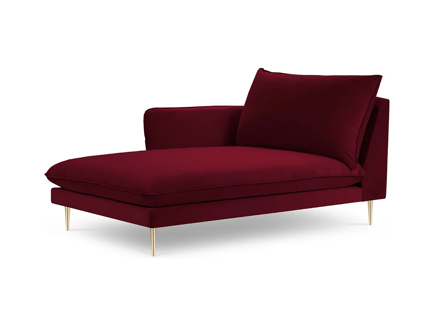 Cosmopolitan Design - Linker meridiaan "Vienna" Flueel, Rood - 170x110x95cm