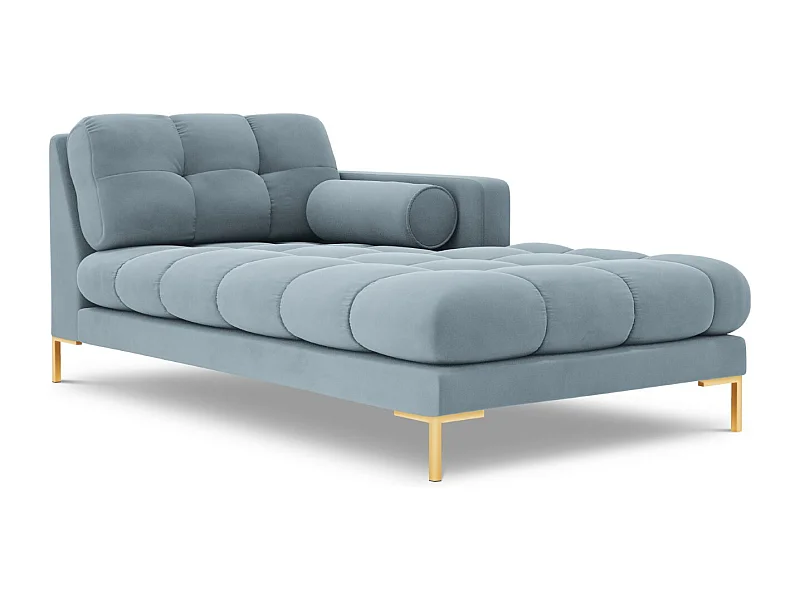 Cosmopolitan Design - Chaiselongue rechts "Bali" aus Samt hellblau - 185x102x75cm