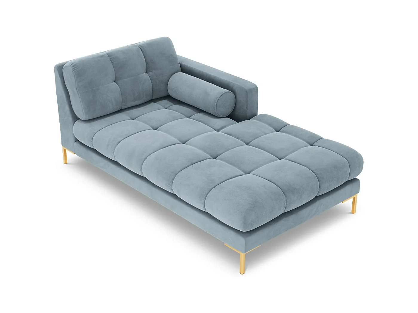 Cosmopolitan Design - Rechter chaise longue "Bali" Flueel, Lichtblauw - 185x102x75cm