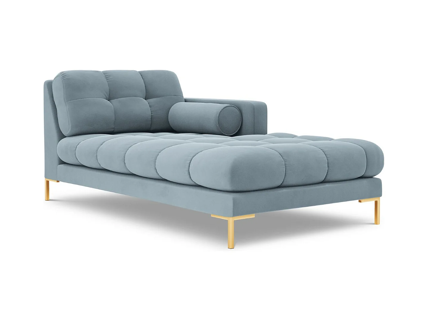 Cosmopolitan Design - Méridienne droite "Bali" en velours bleu clair - 185x102x75cm