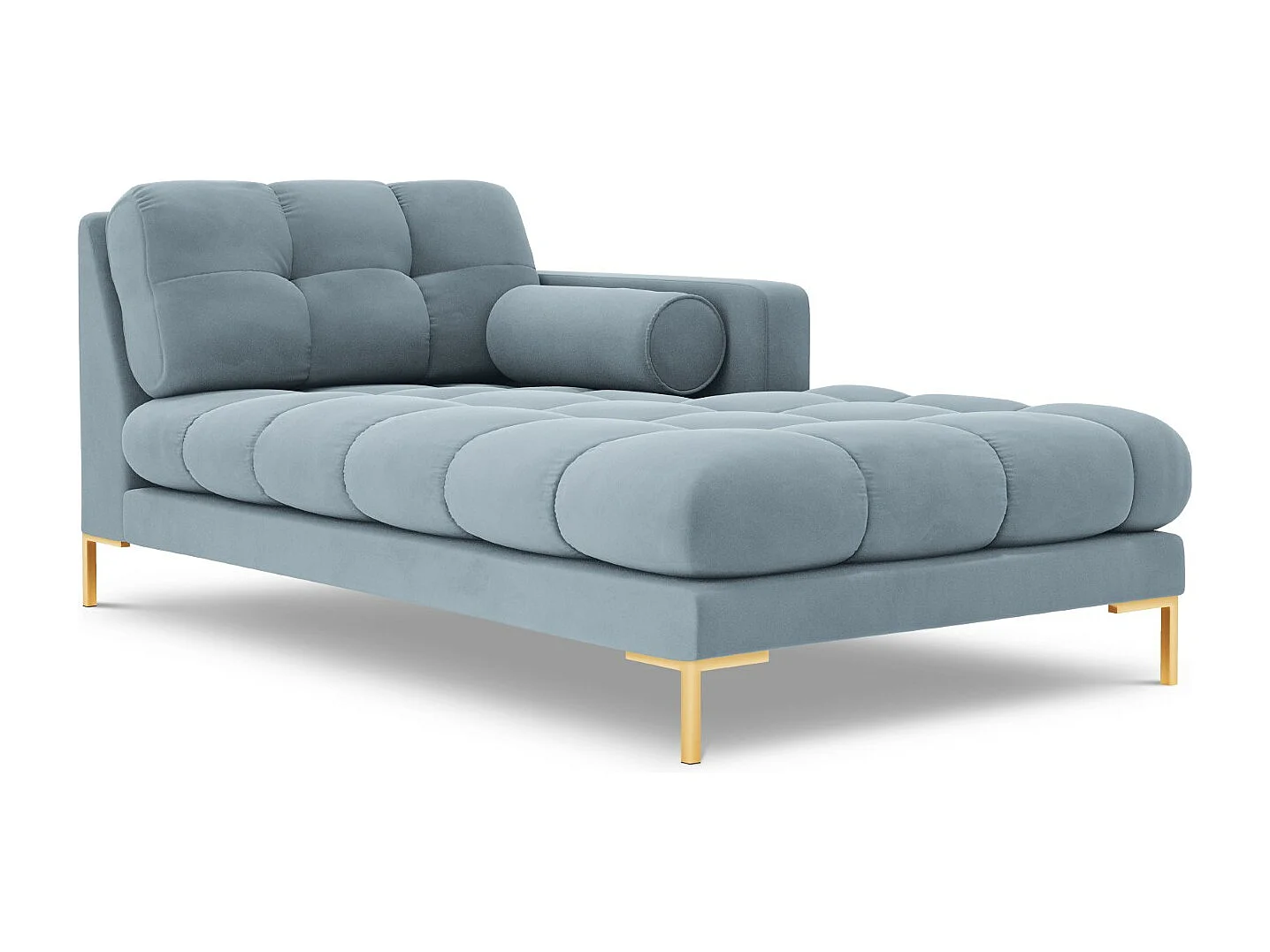 Cosmopolitan Design - Chaise longue direita "Bali" em veludo azul claro - 185x102x75cm
