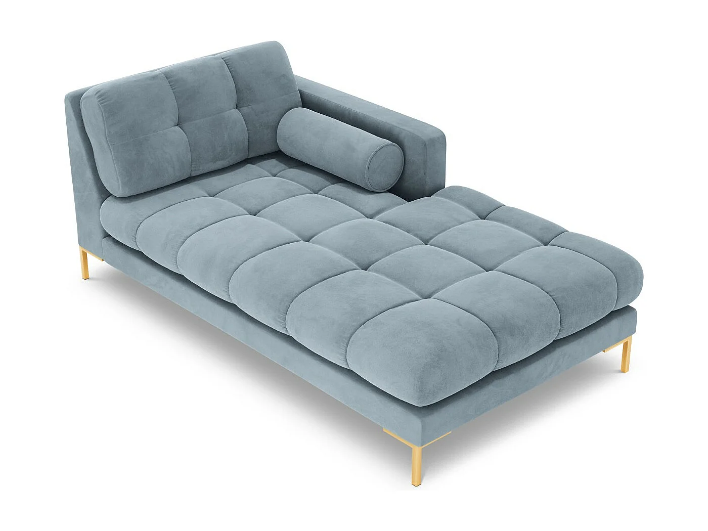 Cosmopolitan Design - Chaise longue direita "Bali" em veludo azul claro - 185x102x75cm