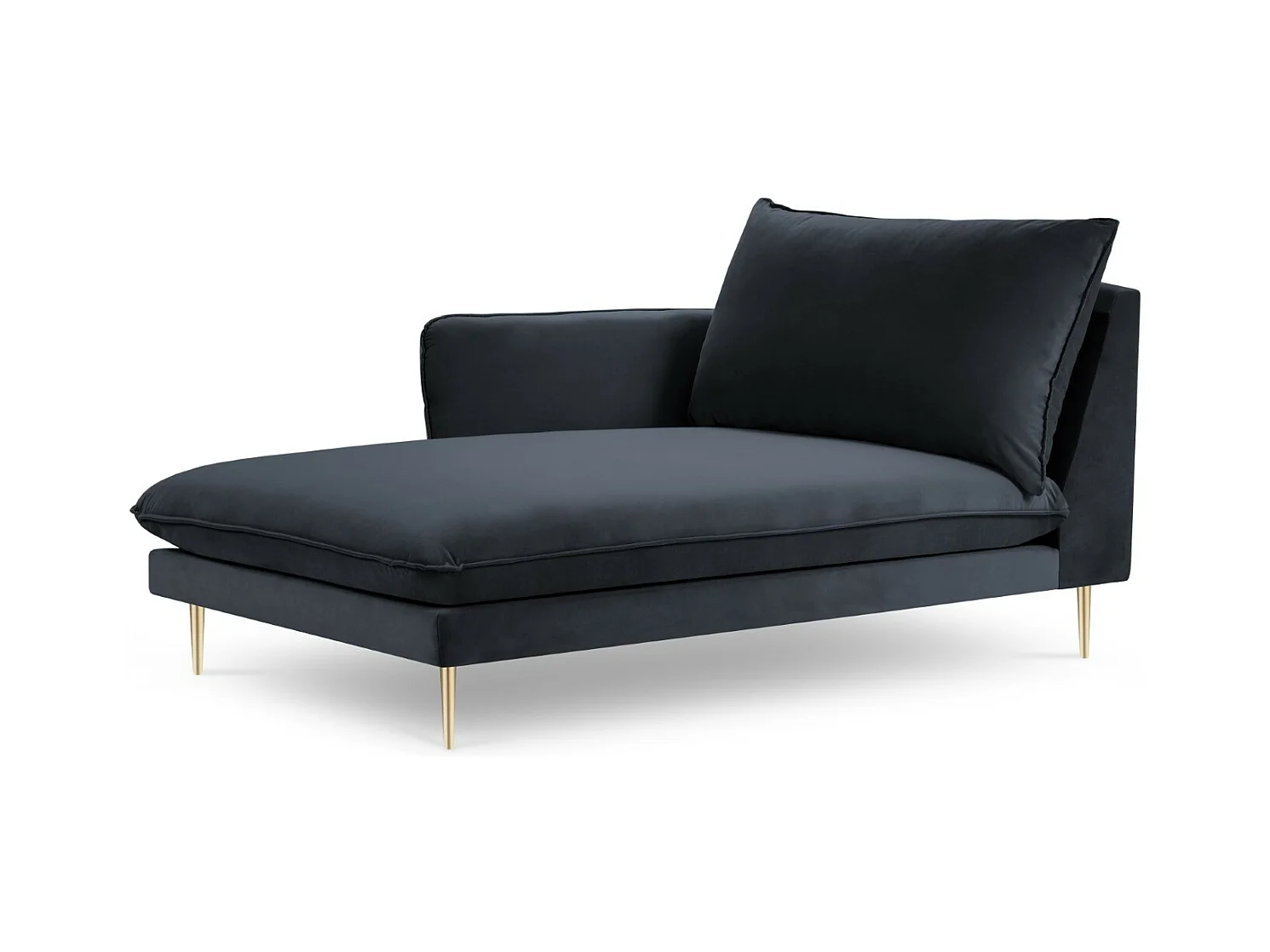 Cosmopolitan Design - Linker meridiaan "Vienna" Flueel, Donkerblauw - 170x110x95cm
