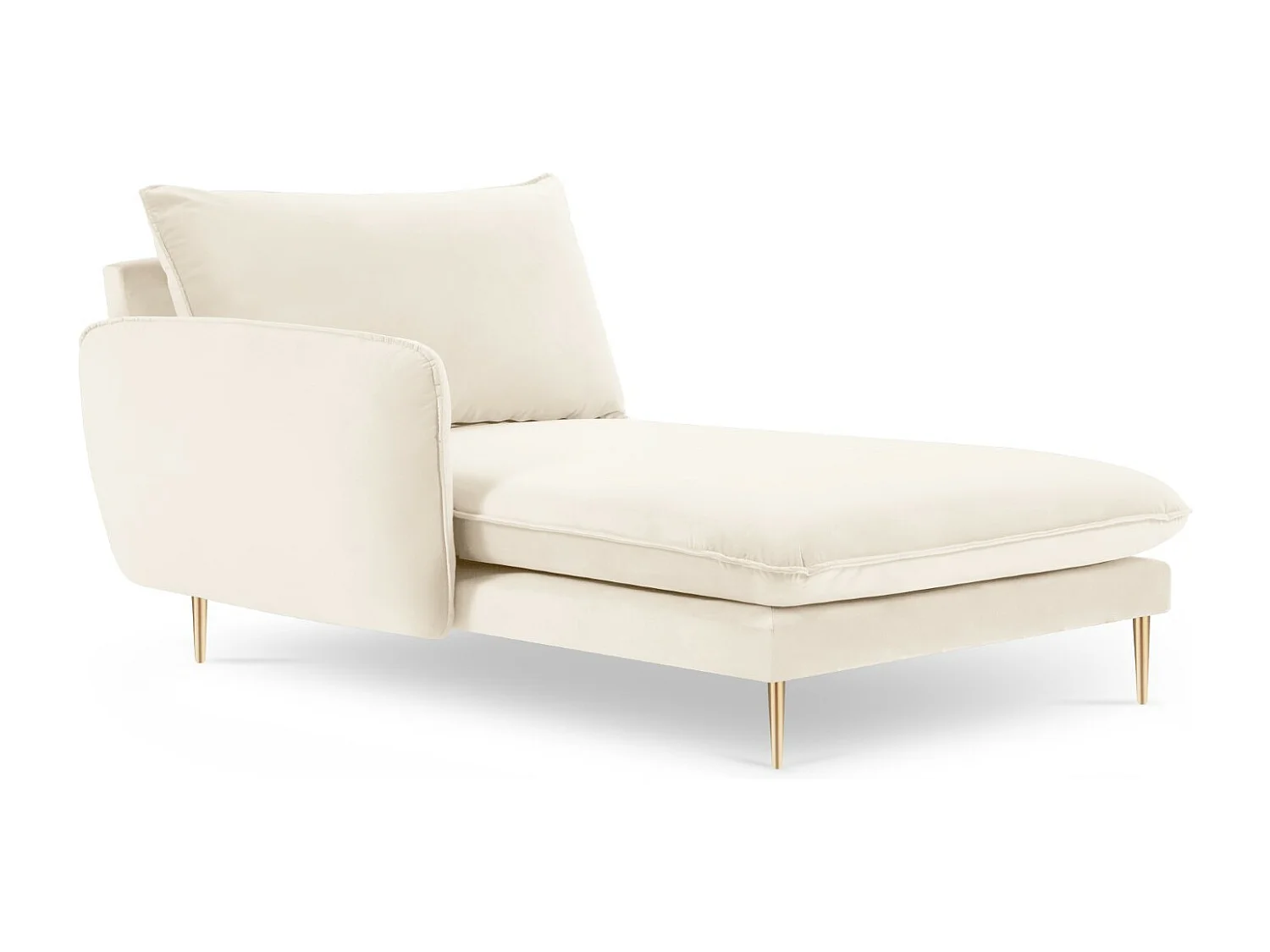 Cosmopolitan Design - Linker meridiaan "Vienna" Flueel, Lichtbeige - 170x110x95cm