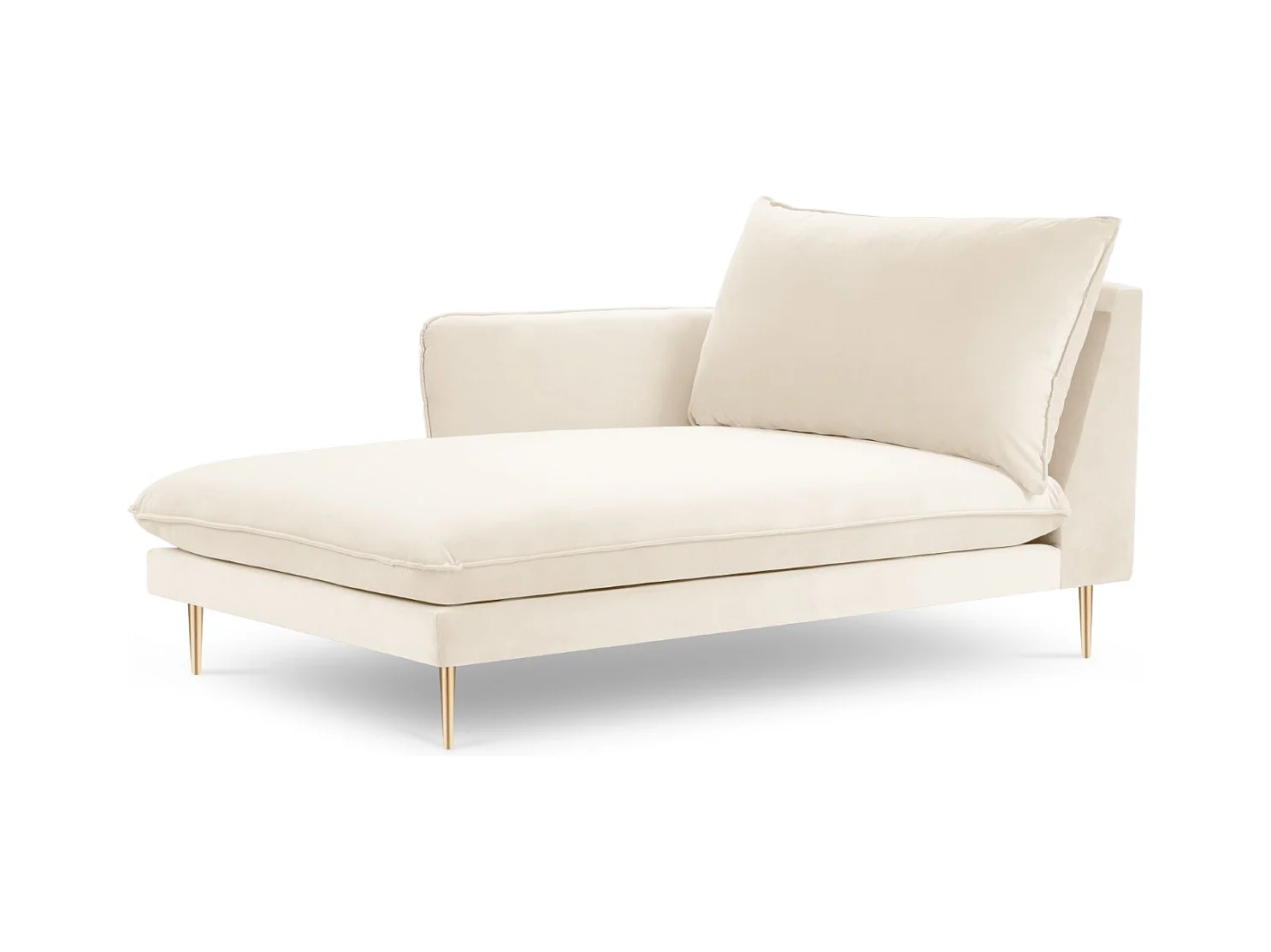 Cosmopolitan Design - Linker meridiaan "Vienna" Flueel, Lichtbeige - 170x110x95cm