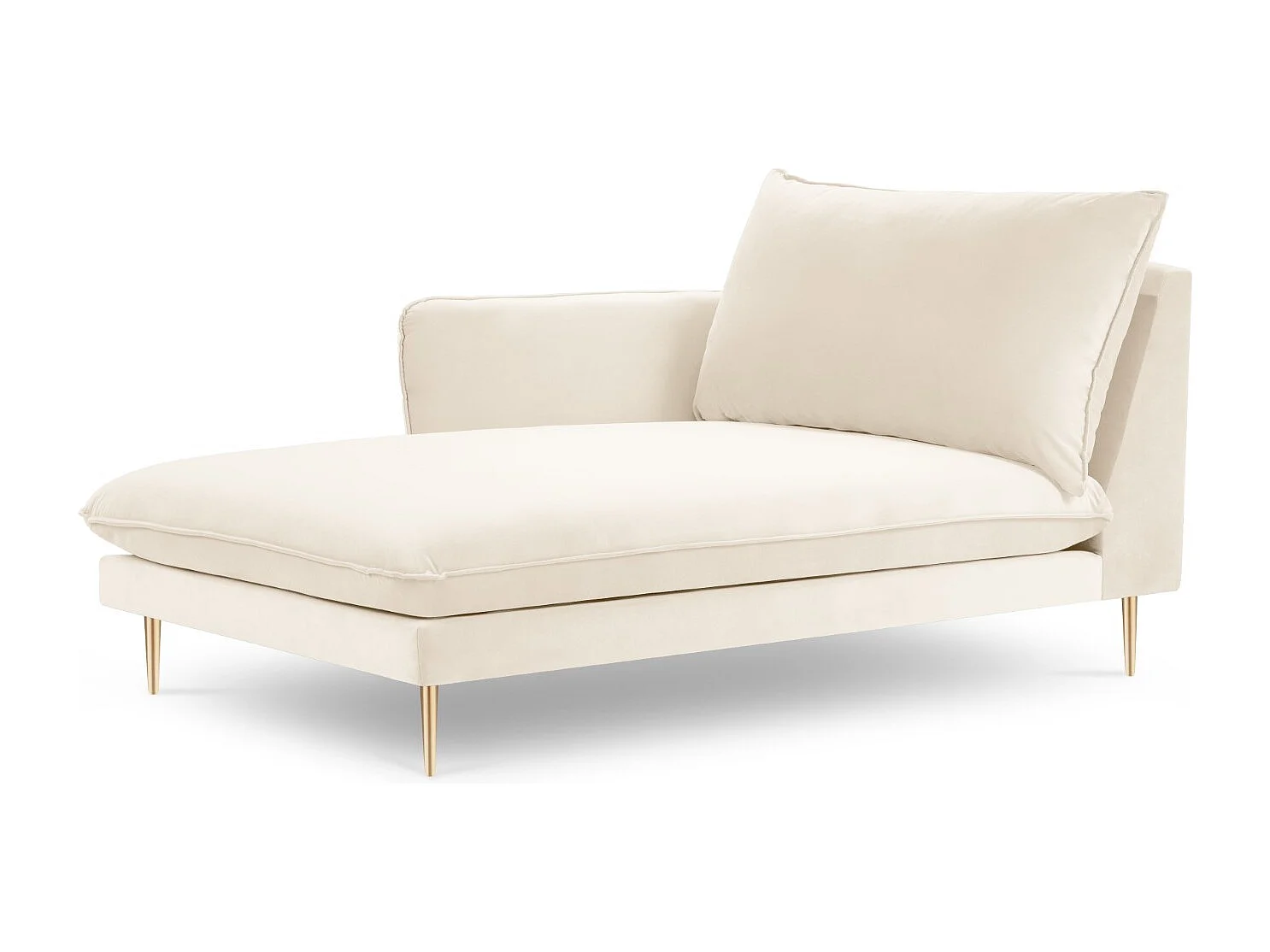 Cosmopolitan Design - Chaise longue esquerda "Vienna" em veludo bege claro - 170x110x95cm