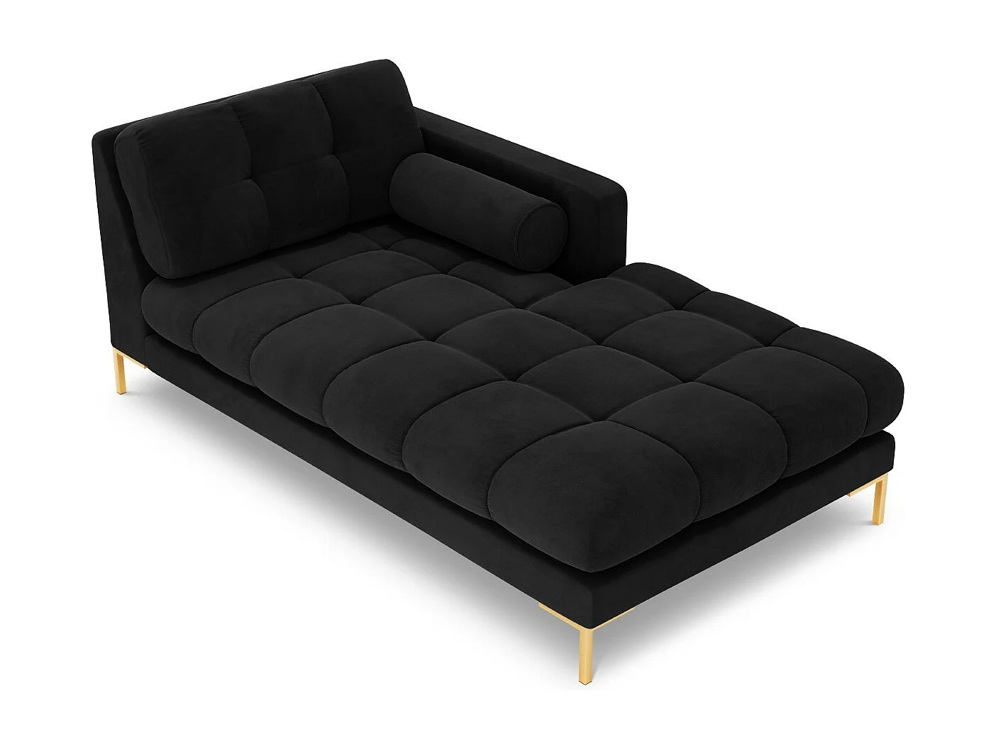 Cosmopolitan Design - Chaise longue direita "Bali" em veludo preto - 185x102x75cm