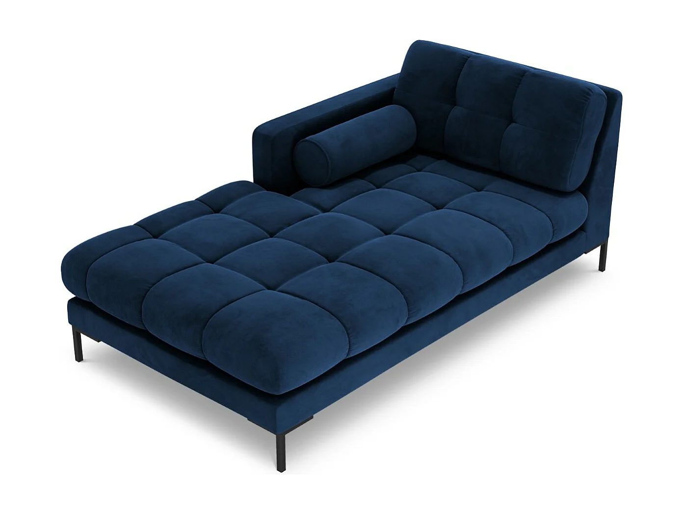 Cosmopolitan Design - Chaise longue sinistra "Bali" in velluto blu reale - 185x102x75cm