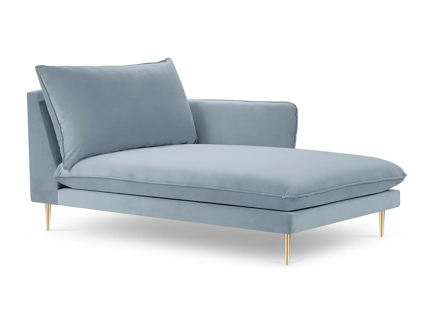 Cosmopolitan Design - Chaiselongue rechts "Vienna" aus Samt hellblau - 170x110x95cm