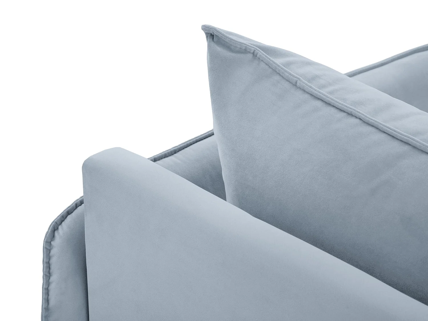 Cosmopolitan Design - Chaise longue direita "Vienna" em veludo azul claro - 170x110x95cm