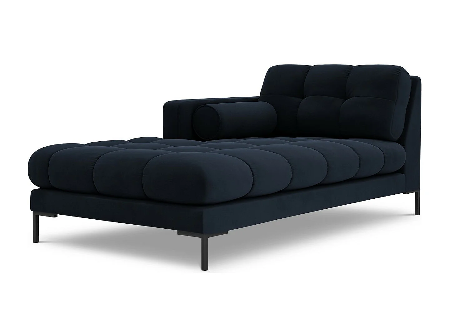 Cosmopolitan Design - Chaise longue de angulo izquierdo "Bali" de terciopelo azul oscuro - 185x102x75cm