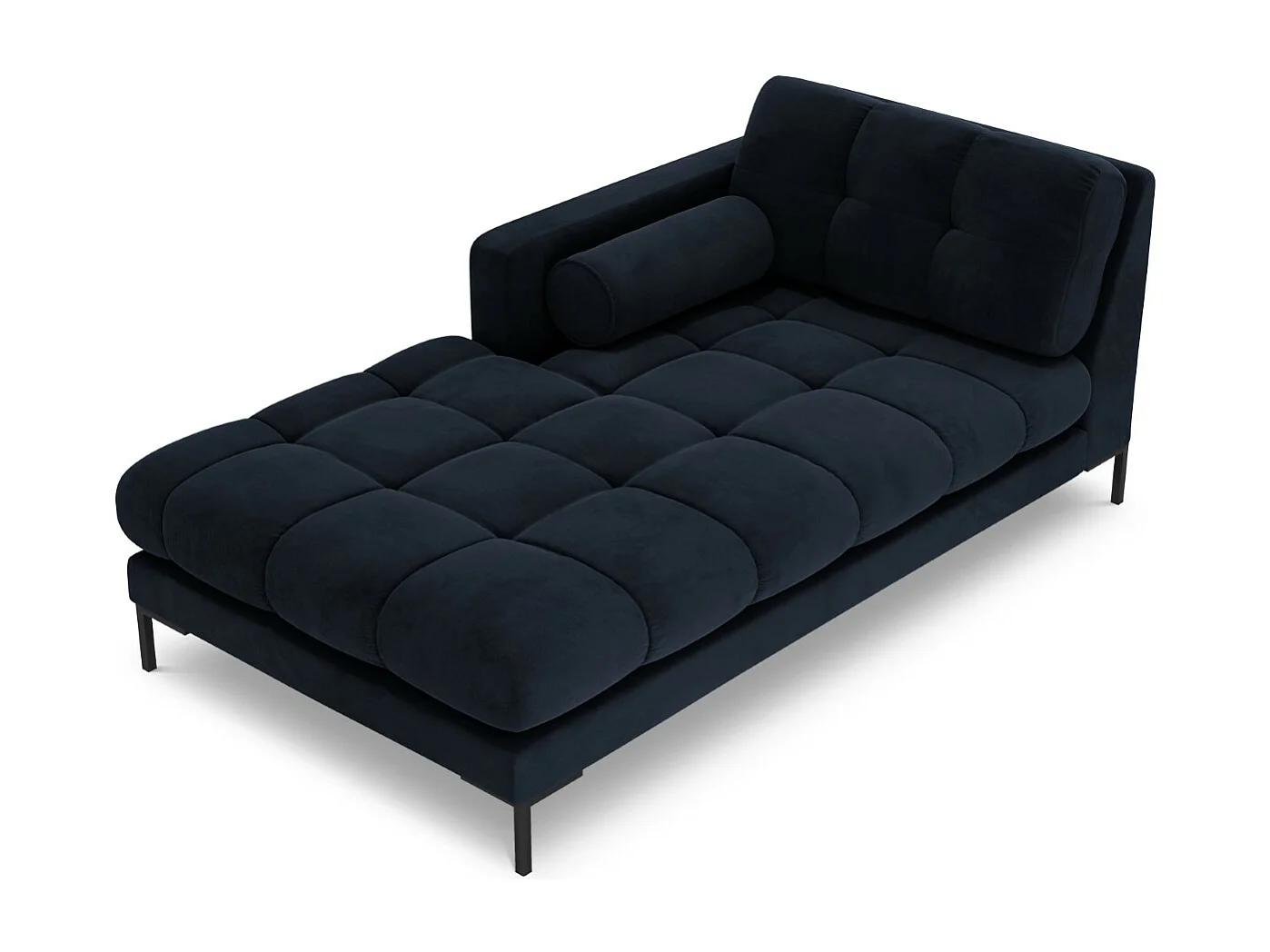 Cosmopolitan Design - Chaise longue de angulo izquierdo "Bali" de terciopelo azul oscuro - 185x102x75cm