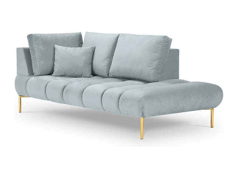 Cosmopolitan Design - 2-Sitzer Chaiselongue rechts "Hastings" aus Samt hellblau - 216x102x75cm