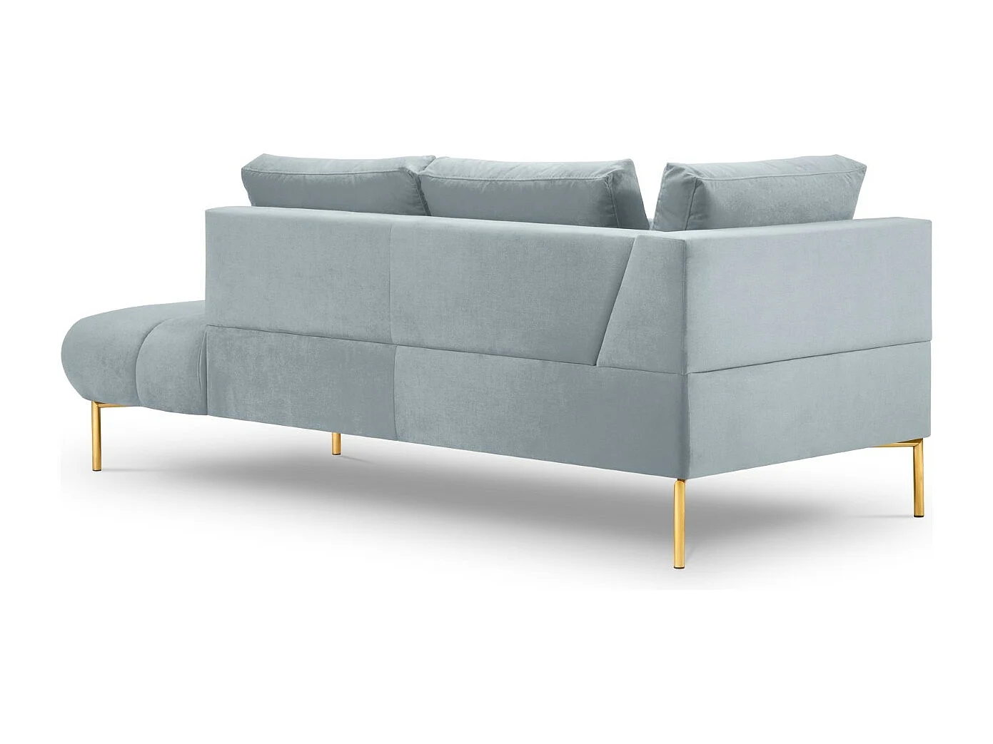 Cosmopolitan Design - Méridienne droite "Hastings" 2 places en velours bleu clair - 216x102x75cm