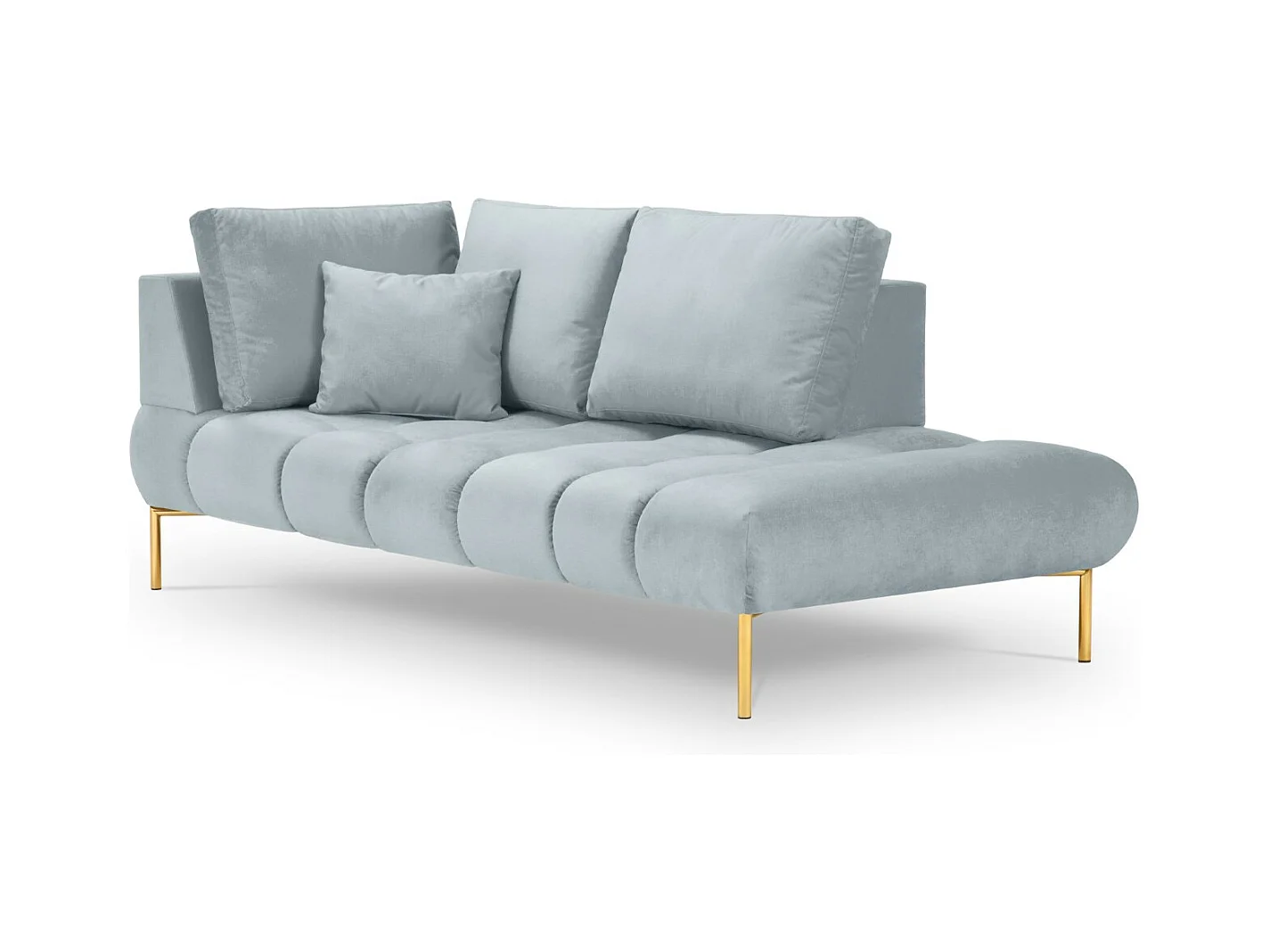 Cosmopolitan Design - Méridienne droite "Hastings" 2 places en velours bleu clair - 216x102x75cm