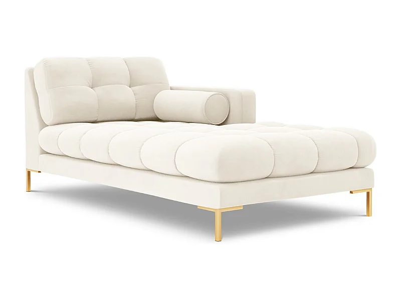 Cosmopolitan Design - Chaise longue destra "Bali" in velluto beige chiaro - 185x102x75cm
