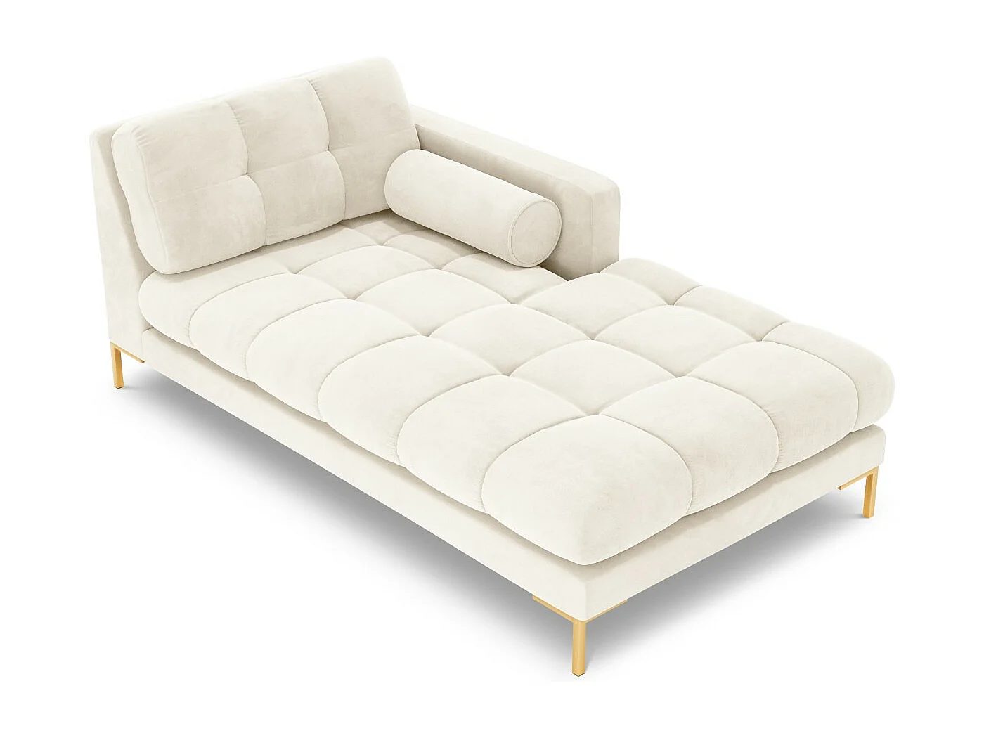 Cosmopolitan Design - Rechter chaise longue "Bali" Flueel, Lichtbeige - 185x102x75cm