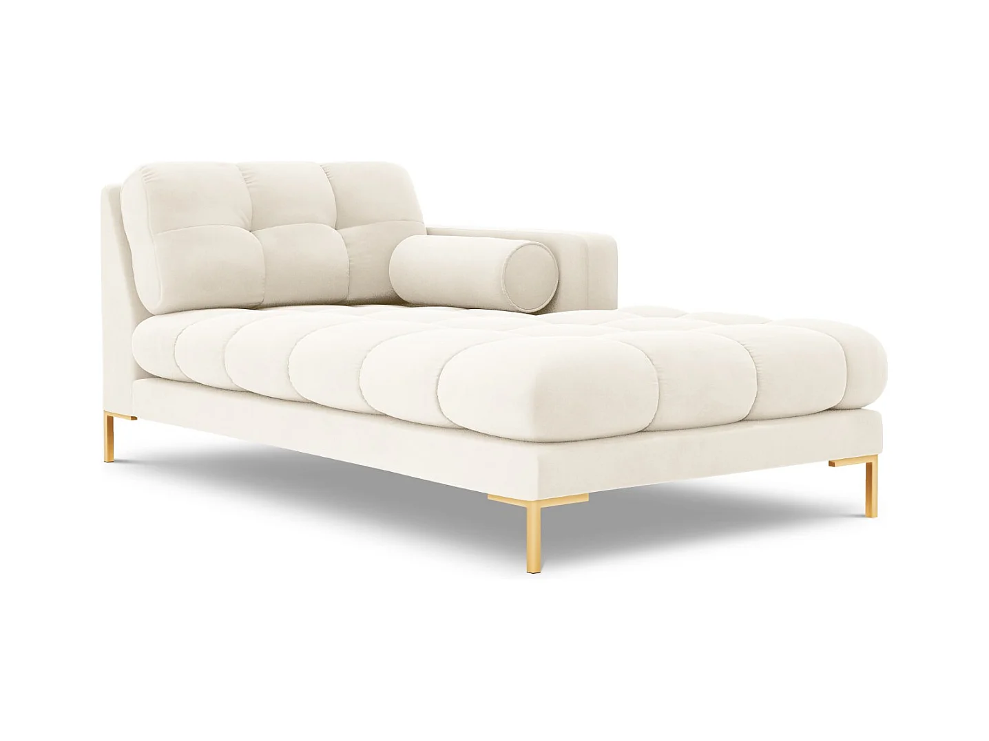 Cosmopolitan Design - Rechter chaise longue "Bali" Flueel, Lichtbeige - 185x102x75cm