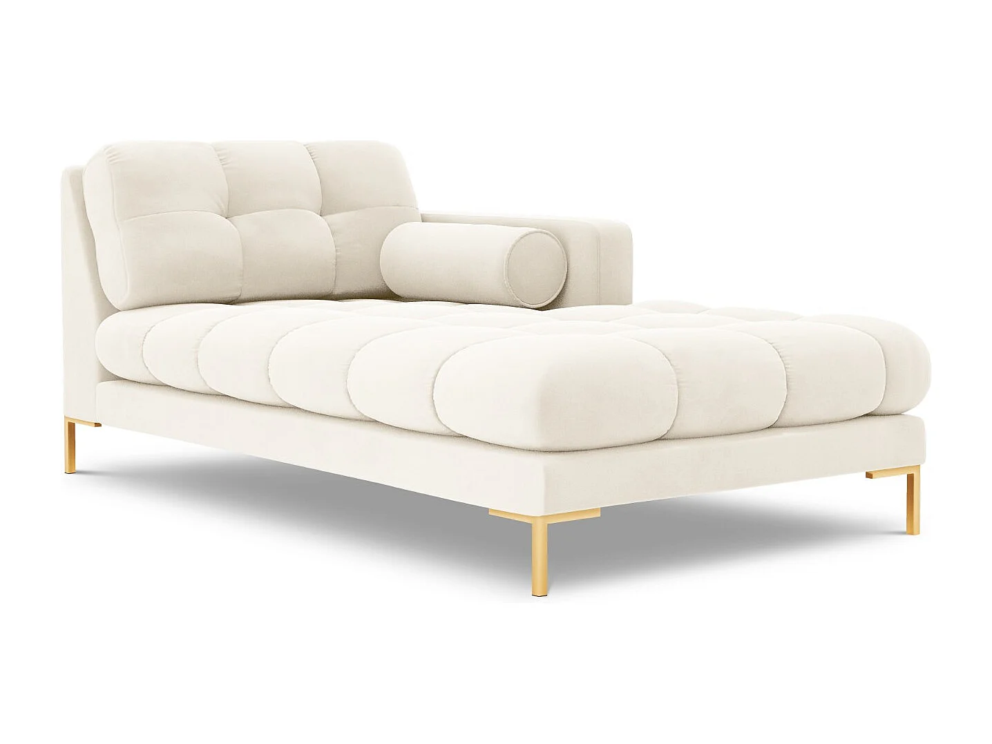 Cosmopolitan Design - Chaise longue direita "Bali" em veludo bege claro - 185x102x75cm