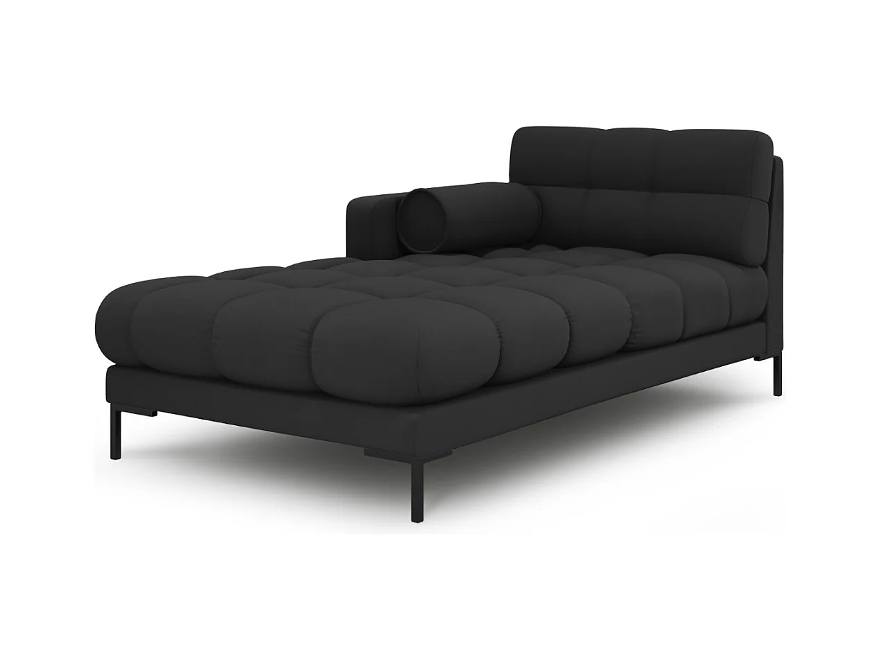 Cosmopolitan Design - Chaise longue sinistra "Bali" in tessuto strutturato grigio scuro - 185x102x75cm