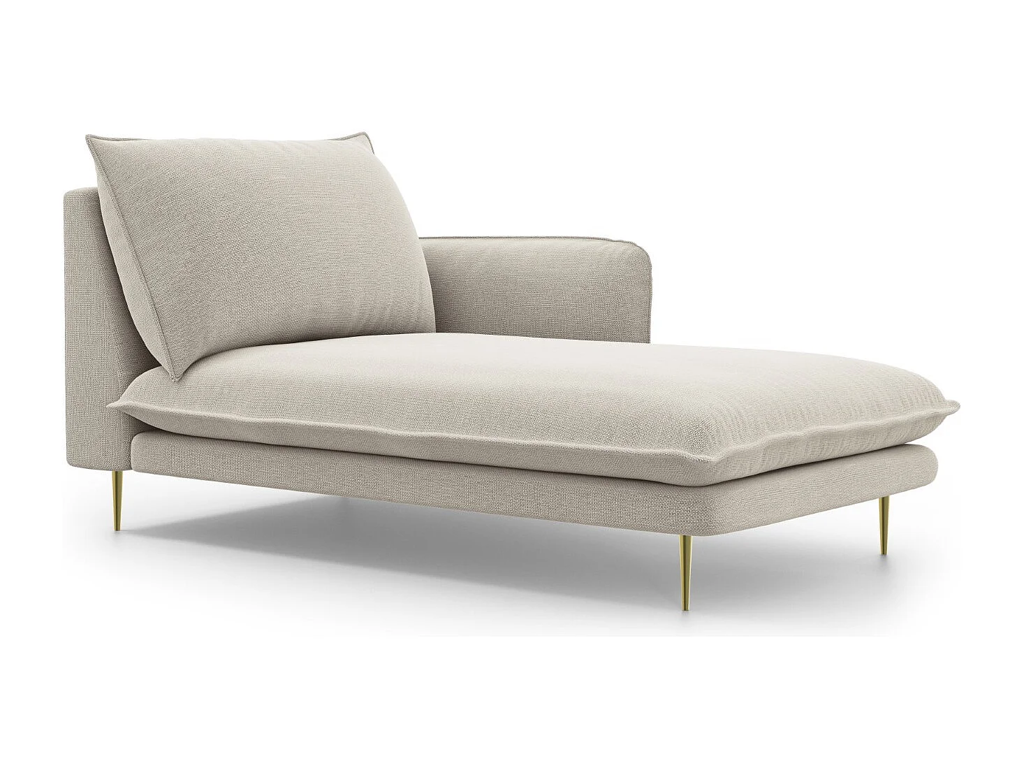 Cosmopolitan Design - Méridienne droite "Vienna" en tissu structurel beige clair - 170x110x95cm