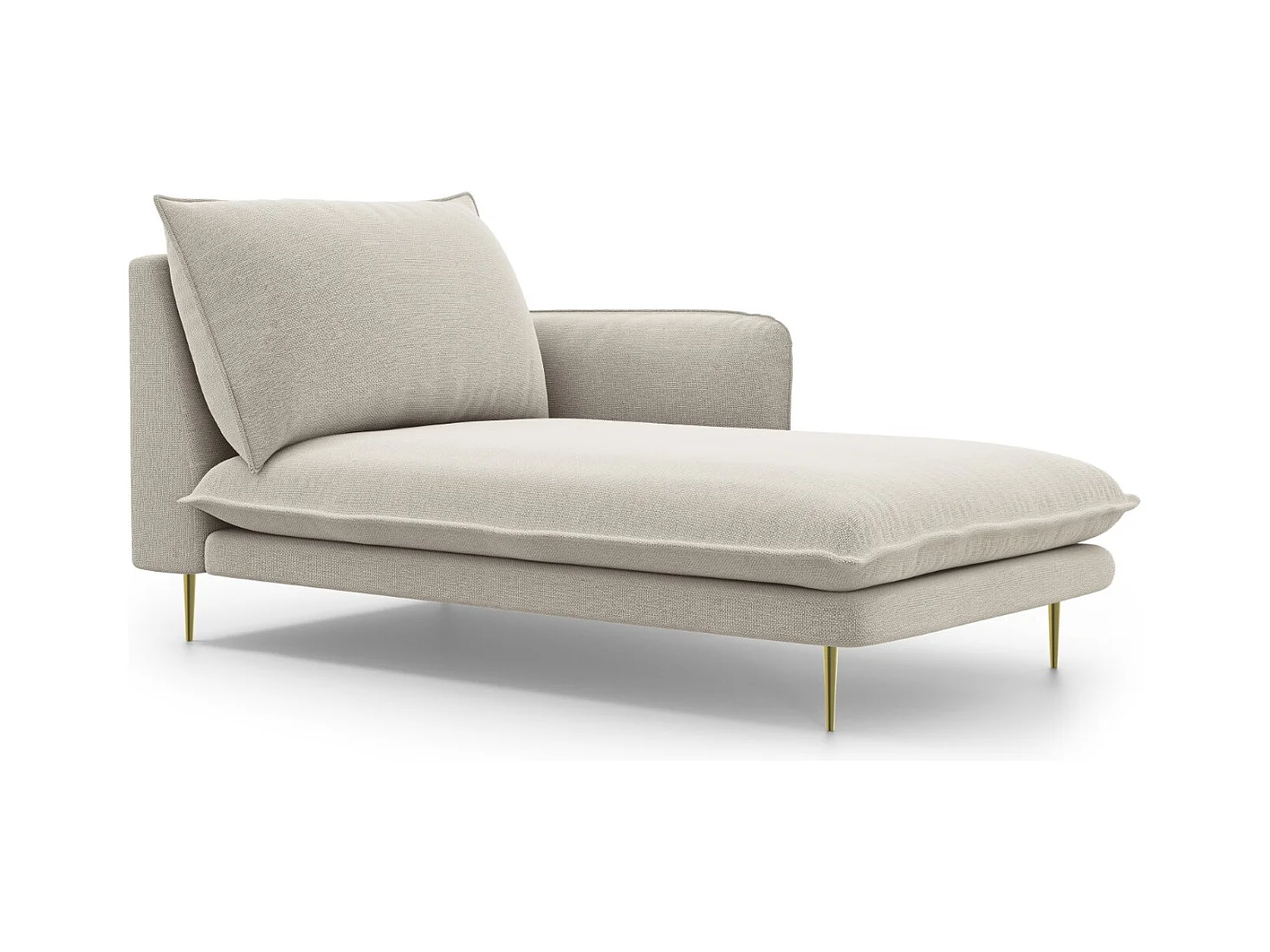 Cosmopolitan Design - Méridienne droite "Vienna" en tissu structurel beige clair - 170x110x95cm