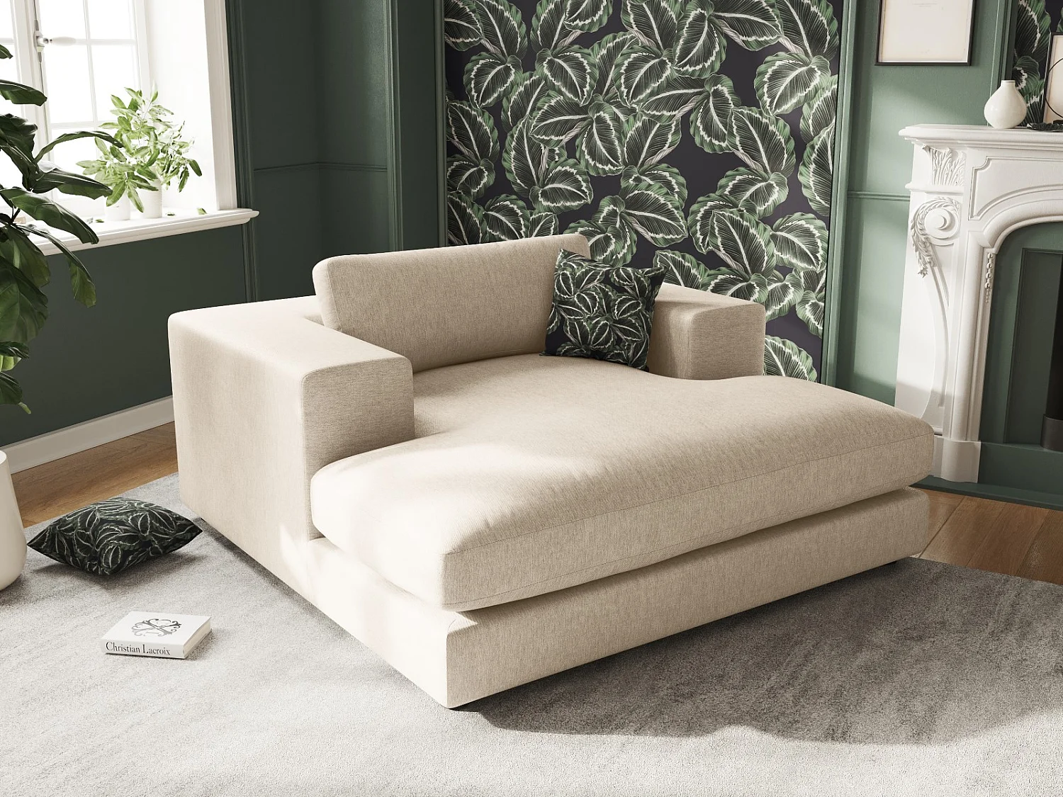 CXL by Christian Lacroix - Méridienne "Tendance" en tissu structurel beige - 156x140x72cm