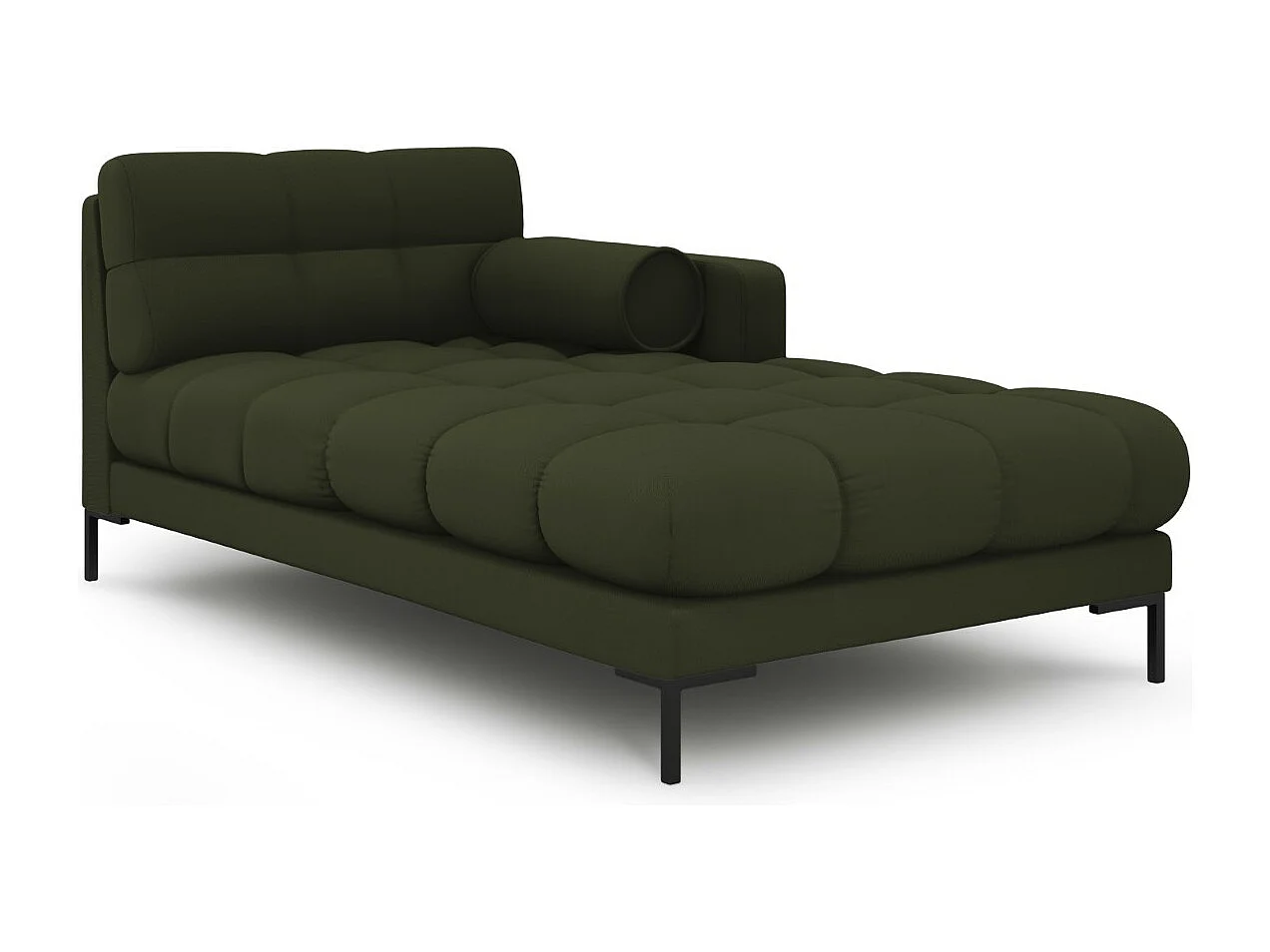 Cosmopolitan Design - Chaiselongue rechts "Bali" aus strukturiertem Stoff grün - 185x102x75cm