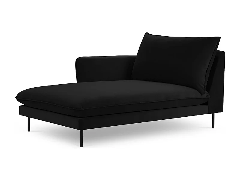 Cosmopolitan Design - Chaise longue de angulo izquierdo "Vienna" de terciopelo negro - 170x110x95cm