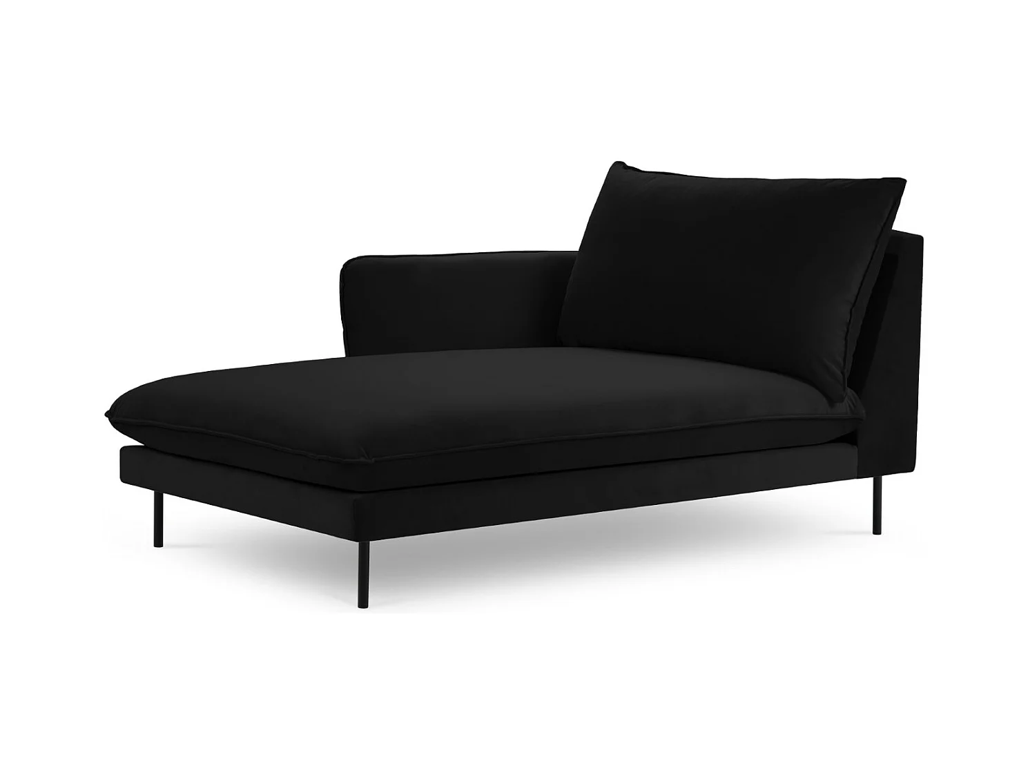 Cosmopolitan Design - Linker meridiaan "Vienna" Flueel, Zwart - 170x110x95cm