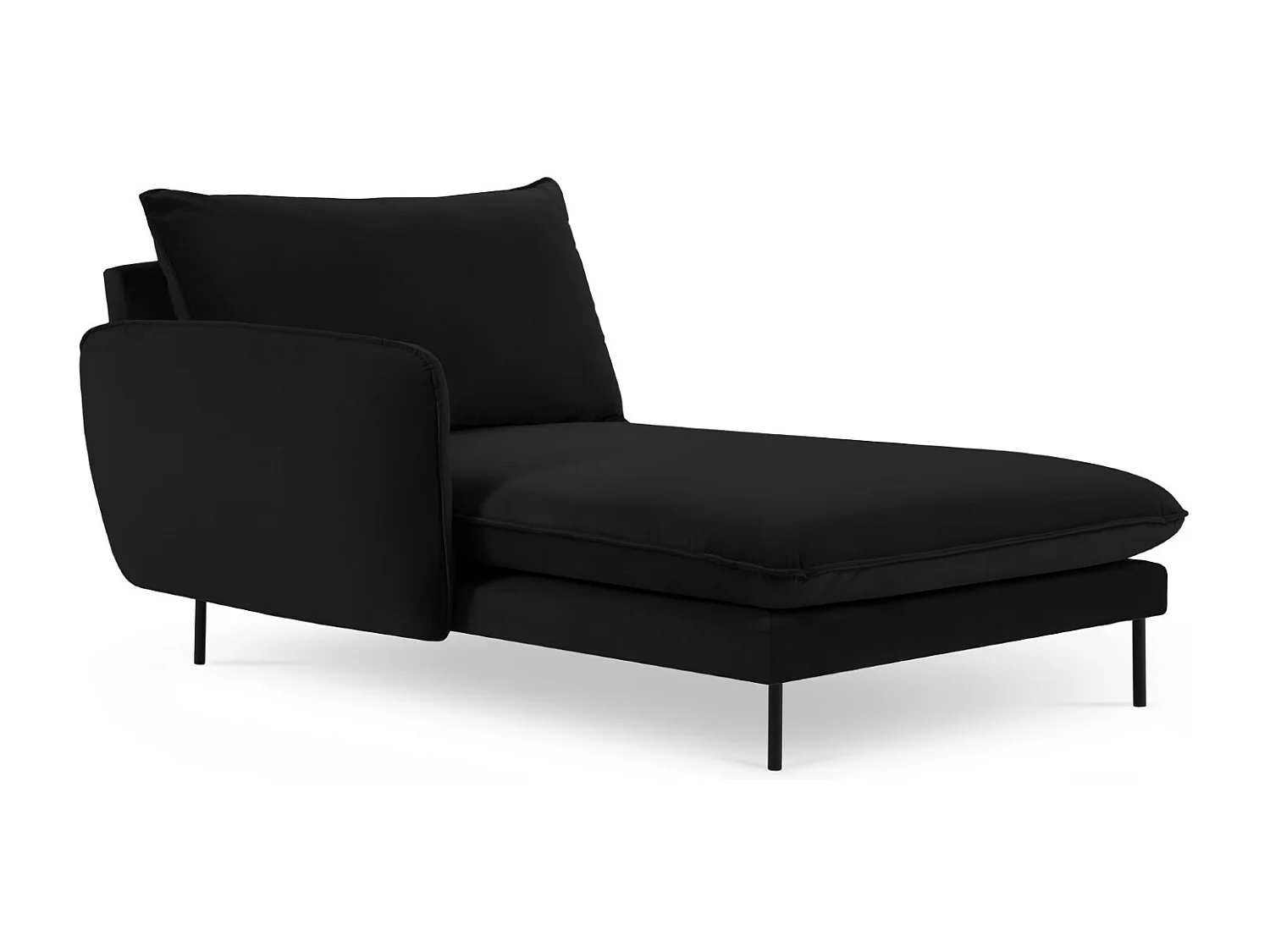 Cosmopolitan Design - Méridienne gauche "Vienna" en velours noir - 170x110x95cm