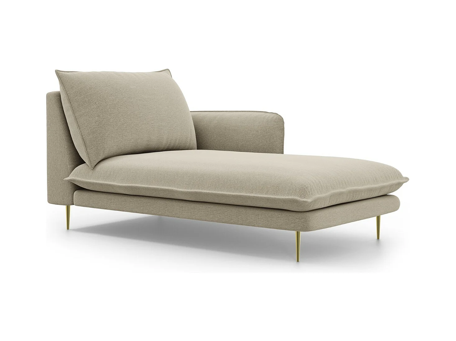 Cosmopolitan Design - Méridienne droite "Vienna" en tissu structurel beige - 170x110x95cm